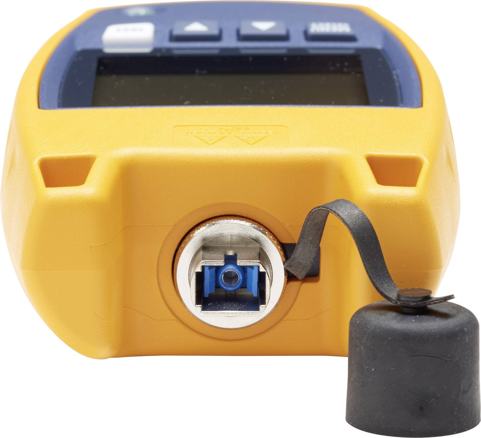 Un appareil électronique portable jaune avec un affichage numérique et un port de connexion, probablement un instrument de mesure pour des applications techniques.