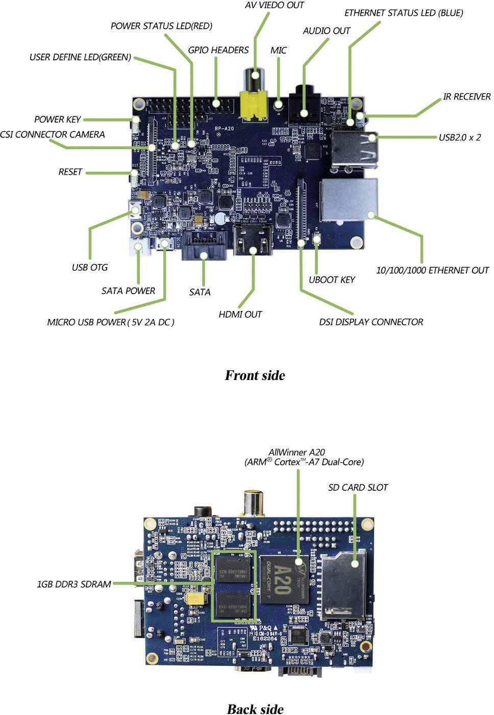 Mini PC Banana Pi Cortex A20 1Go RAM - sans système d'exploitation-6