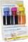 Kit de recharge pour cartouches d'encre en Bleu, Rouge et Jaune pour imprimantes Brother, comprenant des instructions, des outils et des accessoires.