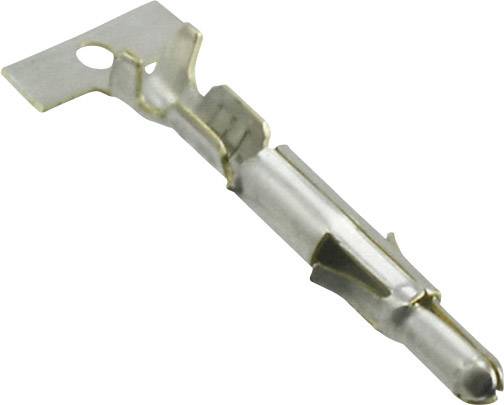 Un terminal de contact électrique métallique composé d'une partie plate et d'une partie cylindrique, adapté pour les fiches de connexion.