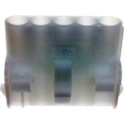 Connecteur en plastique transparent à quatre ports alignés, utilisé pour les connexions électriques.