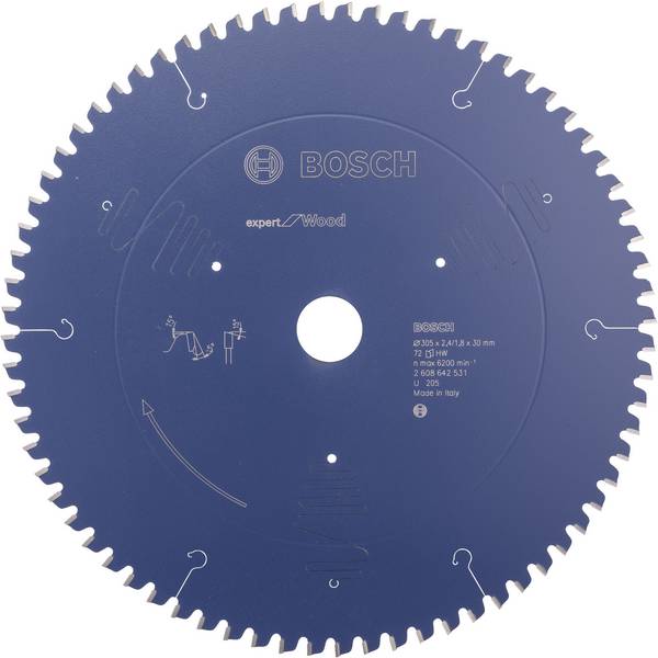 Bosch Accessories Expert for Wood 2608642531 Lame de scie circulaire 305 x 30 x 2.4 mm Nombre de dents: 72 1 pc(s)