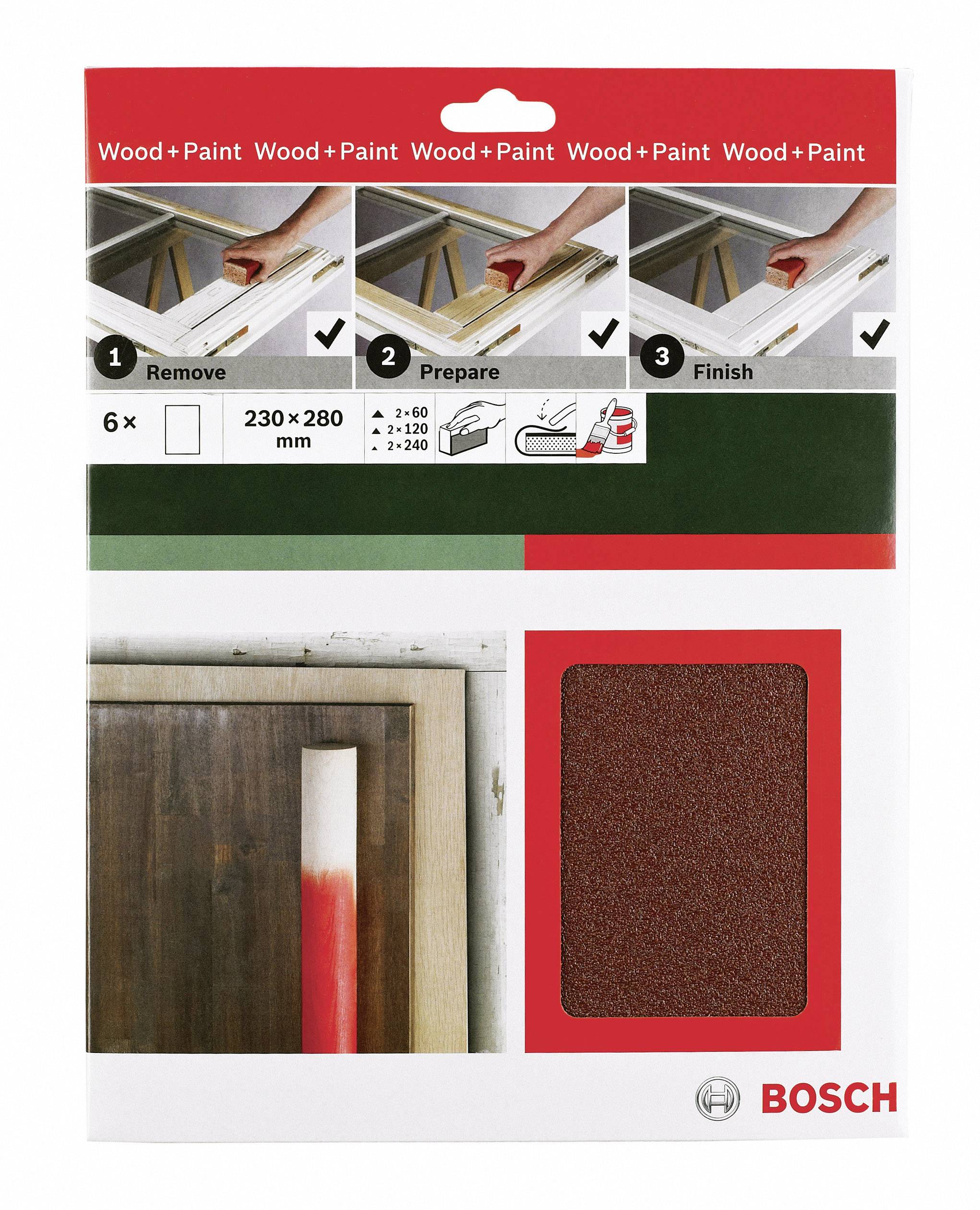 Set de feuilles abrasives pour ponçage manuel Bosch Accessories 2609256C39 Grain 60, 120, 240 (L x l) 230 mm x 280 mm 1 