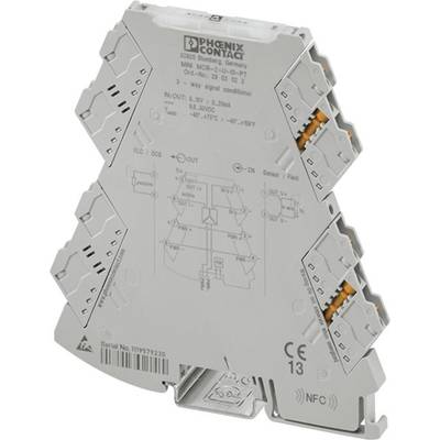 Un convertisseur de ton gris triangulaire de PHOENIX CONTACT avec des bornes de connexion et des étiquettes pour la conditionnement de signal.