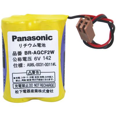 Batterie au lithium de Panasonic, Mod. BR-AGCF2W, 6V, avec avertissement 'Rechargement interdit'.