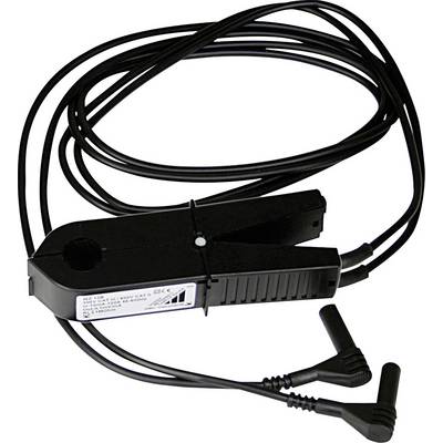 Un capteur de courant noir avec des câbles et des connecteurs, utilisé pour mesurer les courants électriques dans des applications techniques.