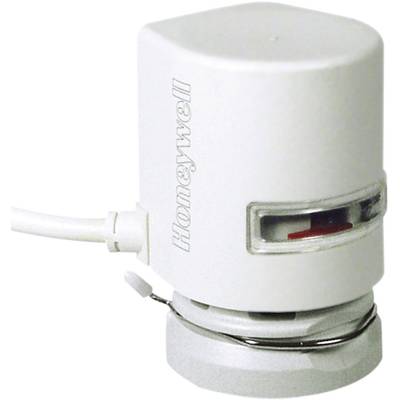 Un actionneur thermostatique électrique blanc pour radiateur avec un indicateur rouge visible qui ouvre ou ferme la vanne.