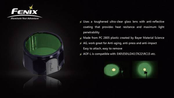 Fenix Light FENAOFLG vert Convient pour (détails): Fenix E40, Fenix E50, Fenix TK22, Fenix RC15, Fenix LD41