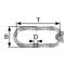 Diagramme d'une chaîne métallique ovale avec les désignations T (longueur), B (hauteur) et D (diamètre).