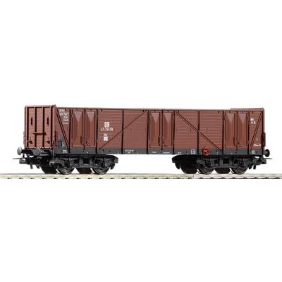Un wagon de marchandises brun de la Deutsche Reichsbahn sur une voie ferrée, représenté de côté avec des détails visibles de sa construction.