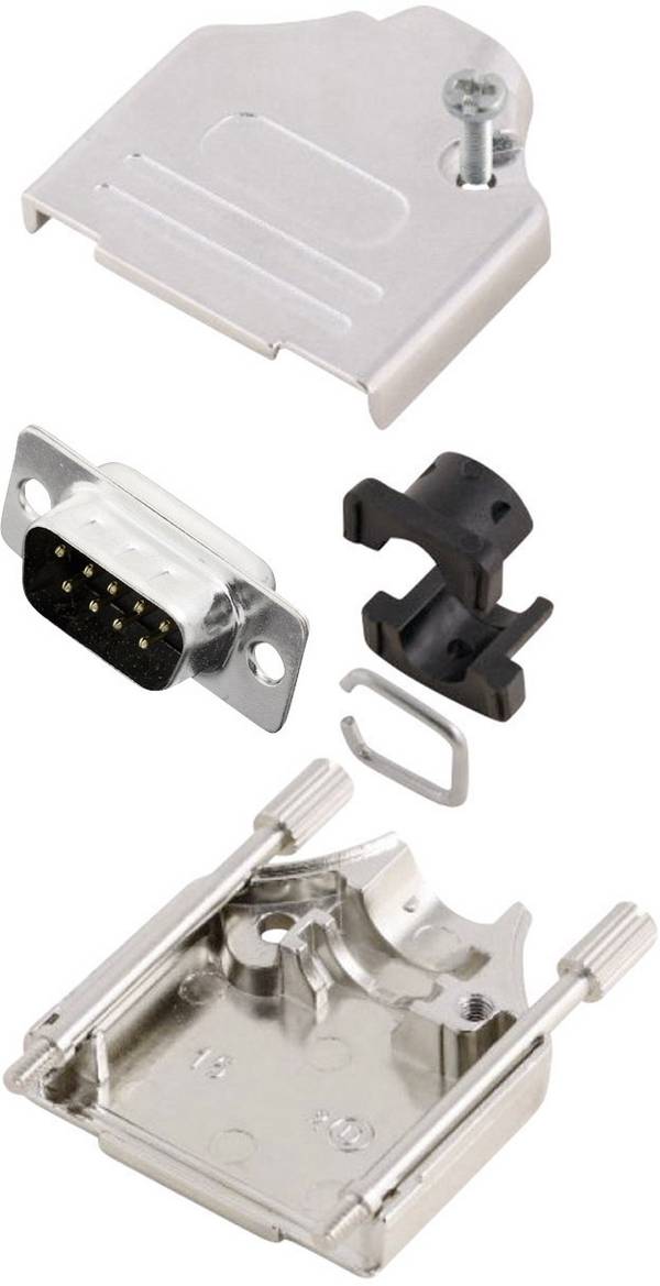 MH Connectors  MHDTZK9-DB9P-K Kit embase SUB-D mâle 180 ° Nombre de pôles: 9 fût à souder 1 pc(s)