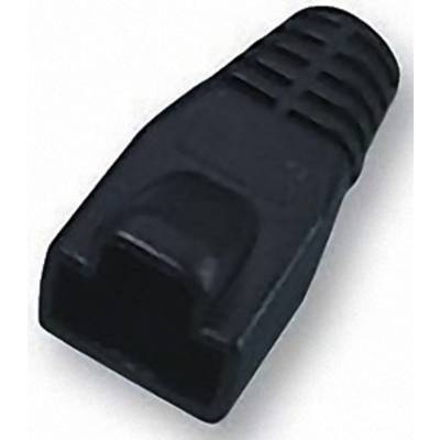 Capuchon de protection RJ45 noir à surface striée. Utilisé pour protéger les connecteurs de câbles réseau contre les dommages.
