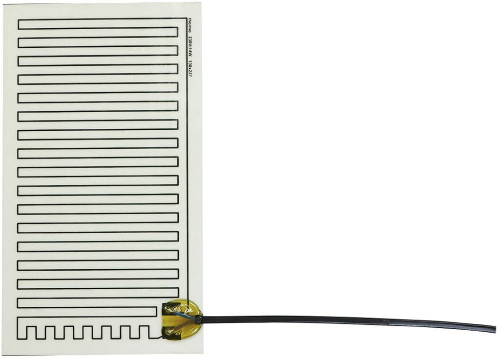 Un capteur rectangulaire avec des lignes de boucles noires et un câble en saillie, utilisé pour détecter le contact ou la pression.