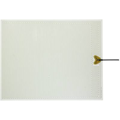 Un composant électronique d'antenne avec un motif complexe de lignes parallèles et un fil noir connecté en haut à droite.