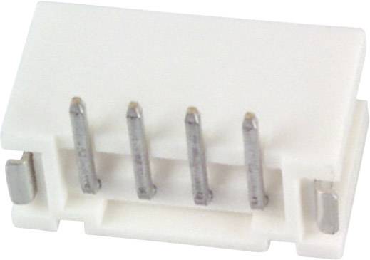 Connecteur électrique blanc avec cinq broches métalliques dépassant de sa surface supérieure.