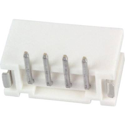 Connecteur électrique blanc avec cinq broches métalliques dépassant de sa surface supérieure.
