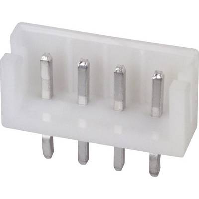 Une fiche blanche rectangulaire à cinq broches métalliques, typique des connexions électroniques dans les appareils ou les circuits.