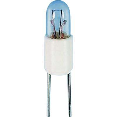 Une LED bipode avec un boîtier en verre bleu et ses fils internes visibles.