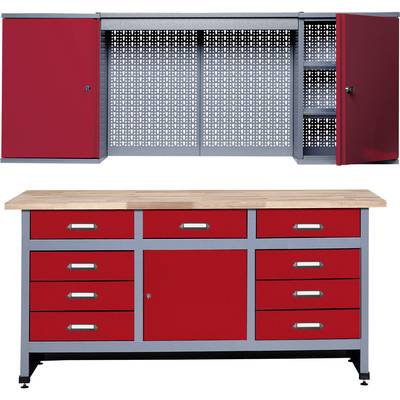 Küpper 70428-2 Set établi et armoire murale rouge, gris-argent 