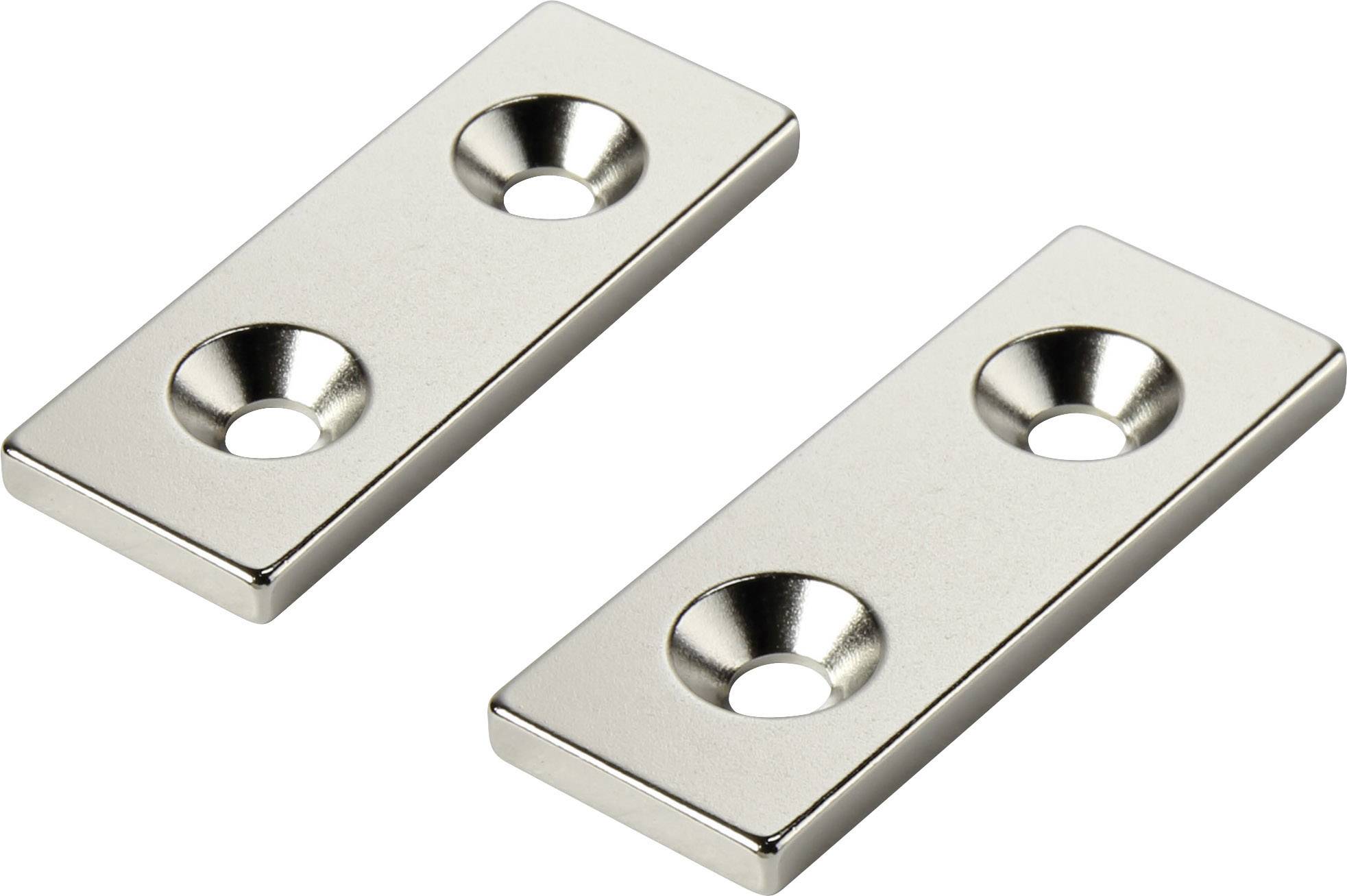 Aimant permanent rectangulaire N35 température limite (max.) : 80 °C Conrad Components W40L15T3-2M4