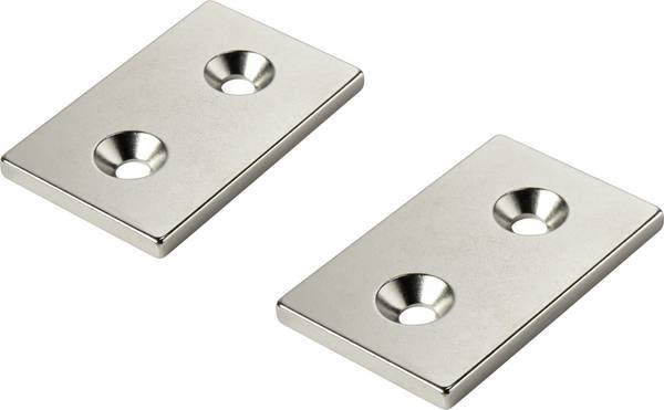Aimant permanent rectangulaire N35 température limite (max.) : 80 °C Conrad Components W40L25T5-2M4