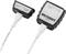 Représentation de deux appareils de test électriques VOLTCRAFT CT-3, reliés par un câble. Des voyants LED sur chaque appareil sont allumés.