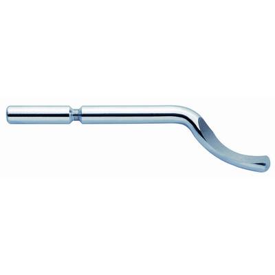 Outil métallique et incurvé, doté d'une poignée lisse et cylindrique et d'une lame recourbée, utilisé pour lisser des surfaces.