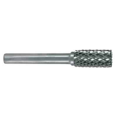 Fraise à tête cylindrique avec un motif de dentelure croisée sur le tranchant pour l'usinage des métaux.