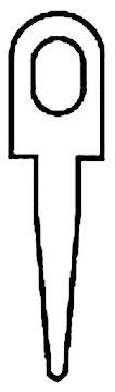 Un symbole de serrure simple avec un contour en forme de goutte et un centre ovale suggérant un cadenas fermé.