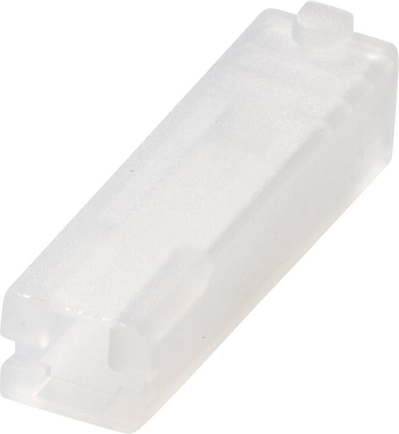 Un connecteur rectangulaire blanc en plastique, probablement destiné à des applications électriques, sur un fond blanc.