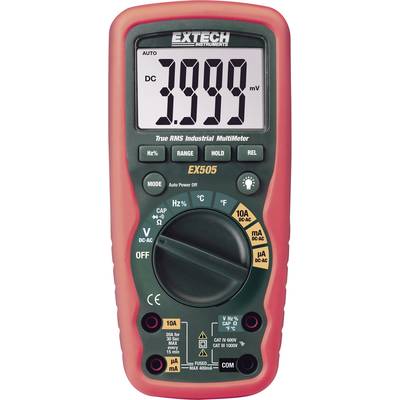 Extech EX505 Multimètre  étalonné (ISO) numérique étanche (IP67) CAT III 1000 V, CAT IV 600 V Affichage (nombre de point