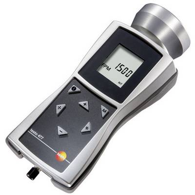 Un appareil portable avec écran affiche '1500 tr/min'. Il dispose de plusieurs touches de commande, dont des touches fléchées et un bouton de menu.