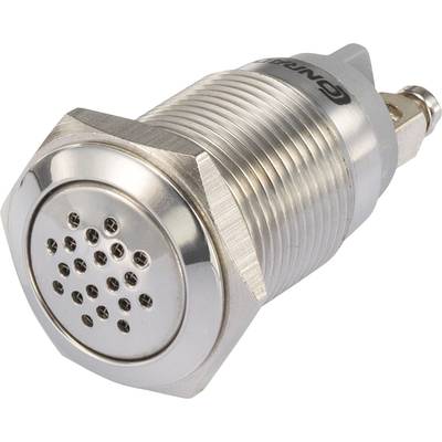 Gros plan d'un connecteur métallique cylindrique avec plusieurs ouvertures et une vis moletée à une extrémité.
