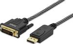 Câble de raccordement DisplayPort ednet, DisplayPort mâle sur DVI mâle (24+1), noir, fiches dorées