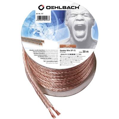 Oehlbach 107 Câble haut-parleur  2 x 1.50 mm² transparent 30 m