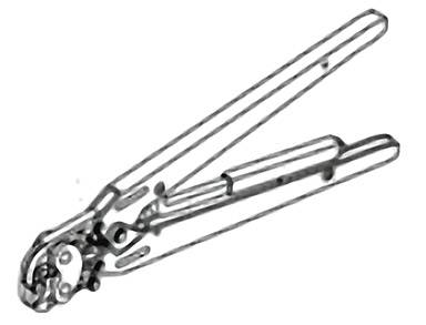 Un mécanisme de levier métallique composé de deux longs bras reliés par des articulations.