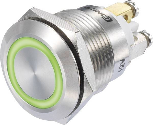 Bouton-poussoir TRU COMPONENTS GQ19F-10E/G/12V/S 1273003 48 V/DC 3 A 1 x Off/(On) IP65 à rappel 1 pc(s)