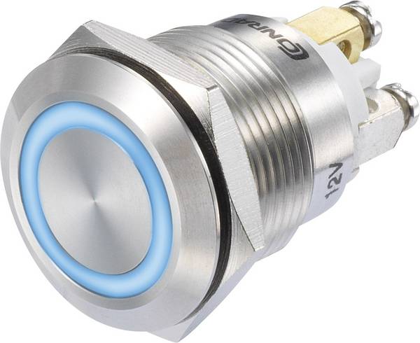 Interrupteur à pression TRU COMPONENTS GQ19F-10E/B/12V/S 1273005 48 V/DC 3 A 1 x On/(On) IP65 à rappel 1 pc(s)