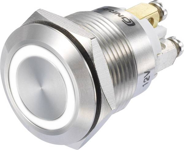 Interrupteur à pression TRU COMPONENTS GQ19F-10E/W/12V/S 1273006 48 V/DC 3 A 1 x On/(On) IP65 à rappel 1 pc(s)