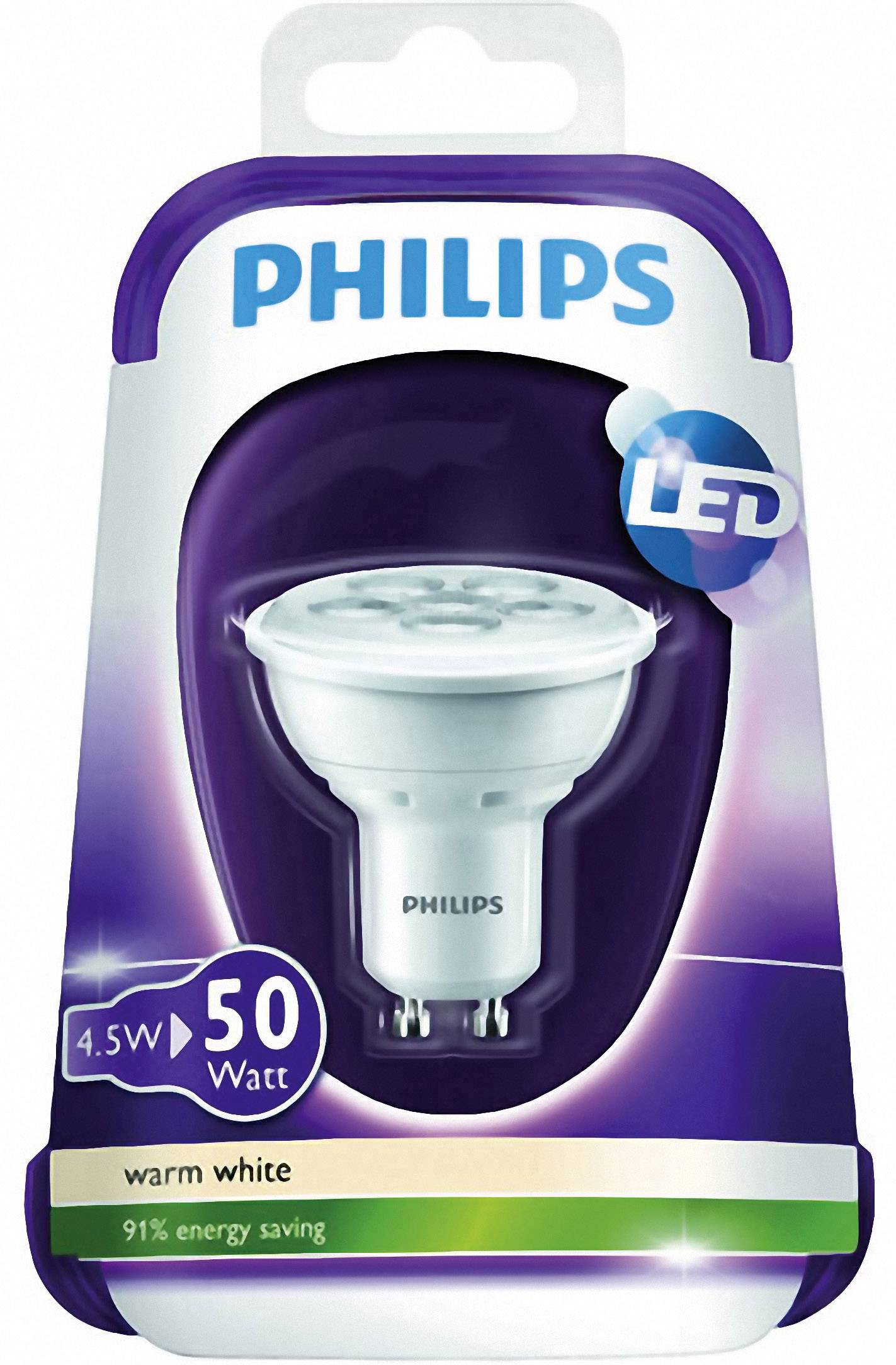 Ampoule LED GU10 Philips 78840900 4.5 W = 50 W blanc chaud (Ø x L) 50 mm x 55 mm 1 pc(s) Conrad.fr