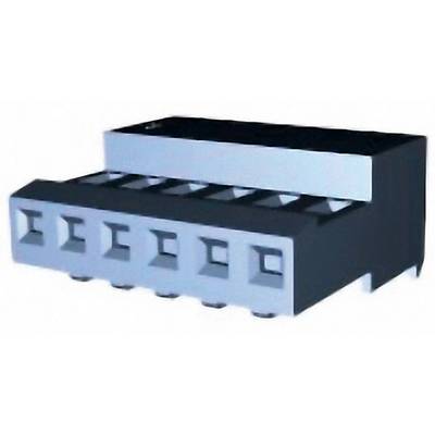 Un connecteur électronique noir et argenté avec plusieurs emplacements rectangulaires alignés.