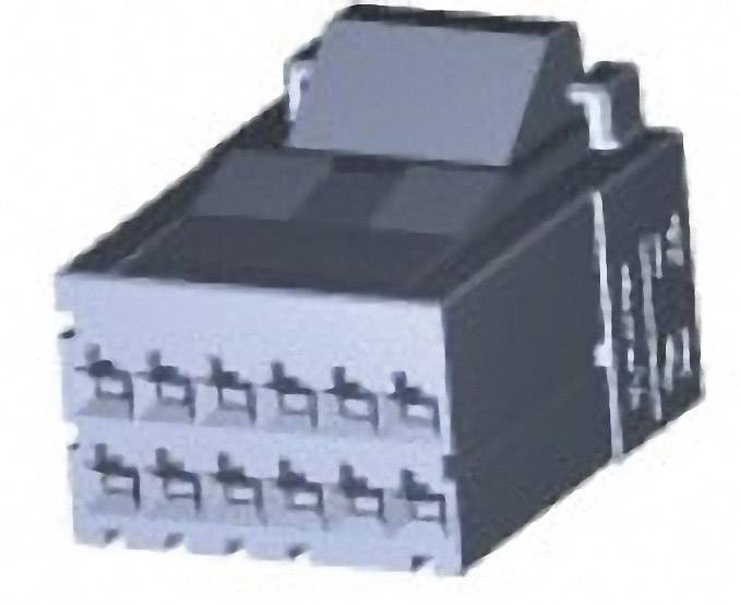 Un connecteur électronique noir, rectangulaire, avec plusieurs emplacements disposés en deux rangées, équipé d'un petit levier monté dessus.