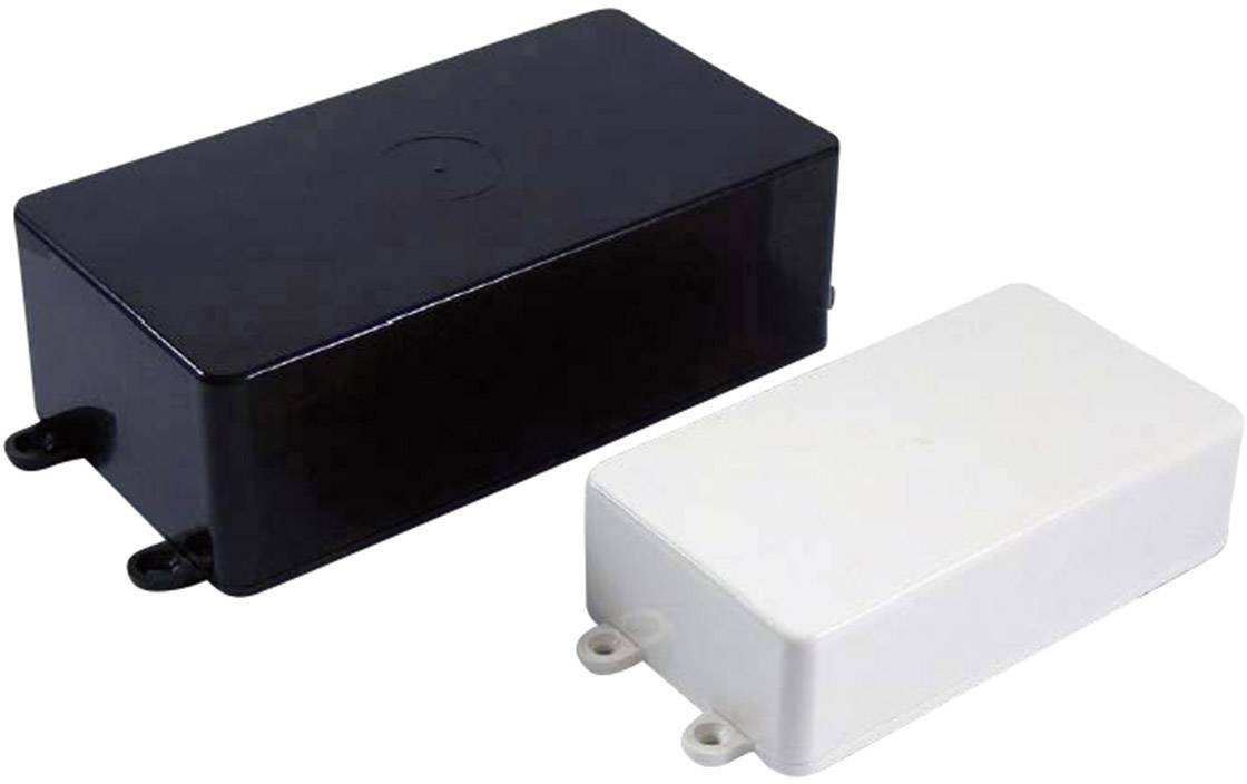 Deux boîtiers en plastique rectangulaires, l'un noir et l'autre blanc. Tous deux ont des angles arrondis et sont de tailles différentes.