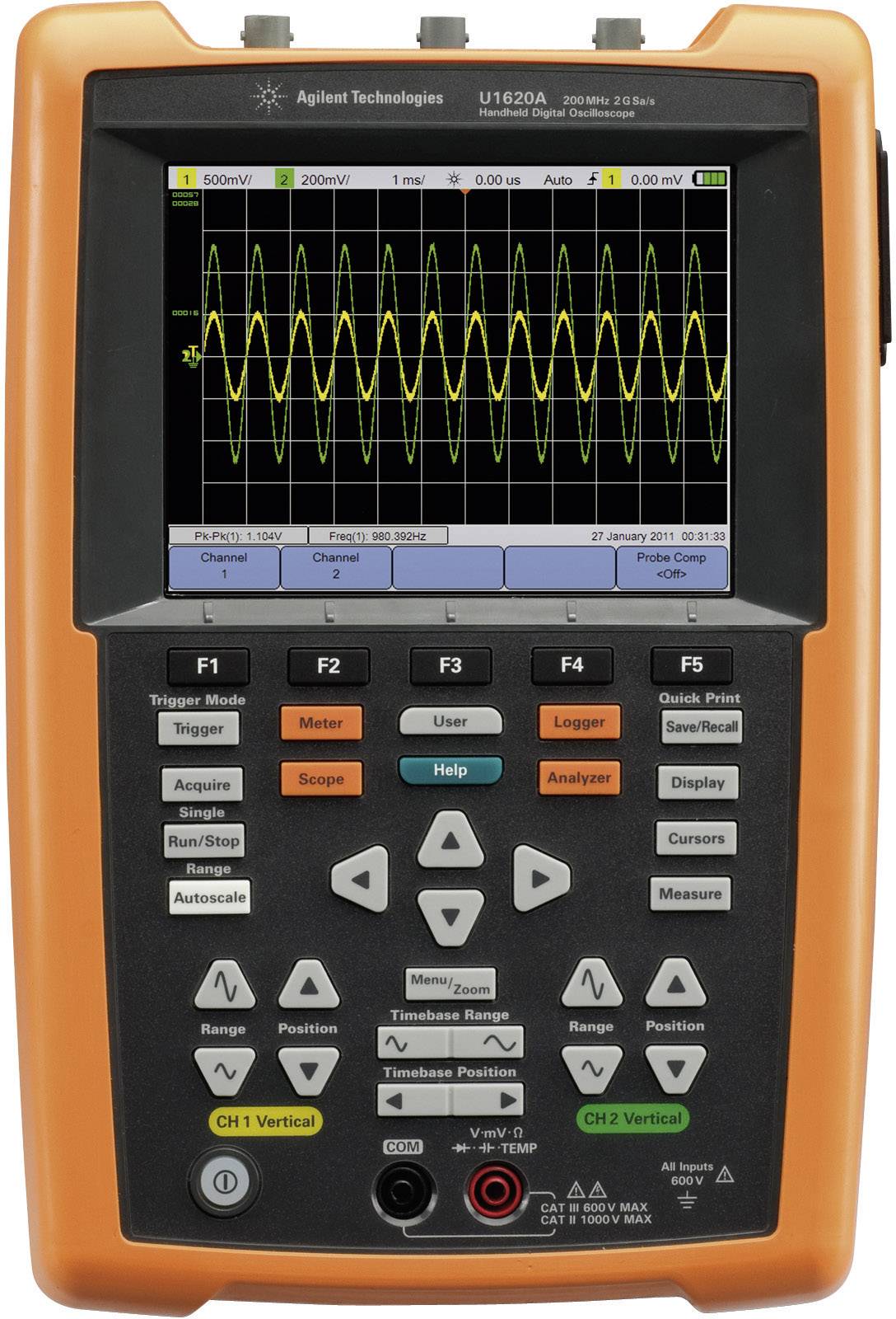 Oscilloscope portatif U1620A avec fonction multimètre et enregistreur