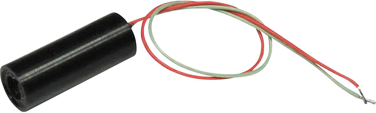 Un haut-parleur cylindrique noir avec deux câbles fins et ouverts en rouge et en vert dépassant d'un côté.