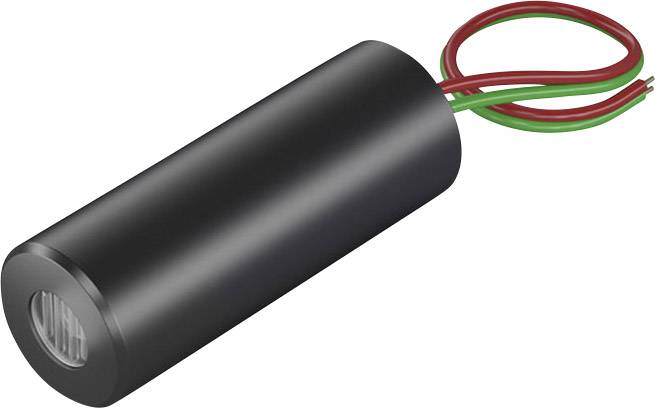 Un capteur cylindrique noir avec des câbles rouges et verts à une extrémité. Le capteur est adapté aux applications électroniques.