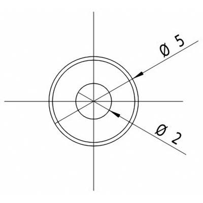 Diagramme d'un disque avec deux cercles concentriques, le diamètre de la ligne extérieure marqué 'Ø 5' et celui de la ligne intérieure marqué 'Ø 2'.