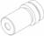 Dessin technique d'un composant cylindrique avec une ouverture sur un côté et des bagues étagées à l'autre extrémité.