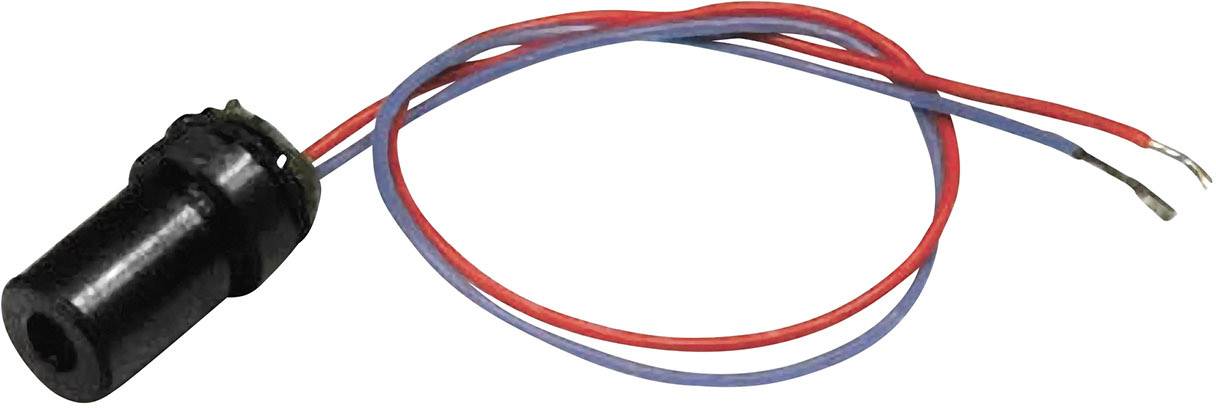 Capteur cylindrique noir avec fils rouges et bleus.