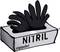 Deux gants en nitrile noir à usage unique dépassent d'une boîte portant l'inscription « Nitrile sans poudre ».